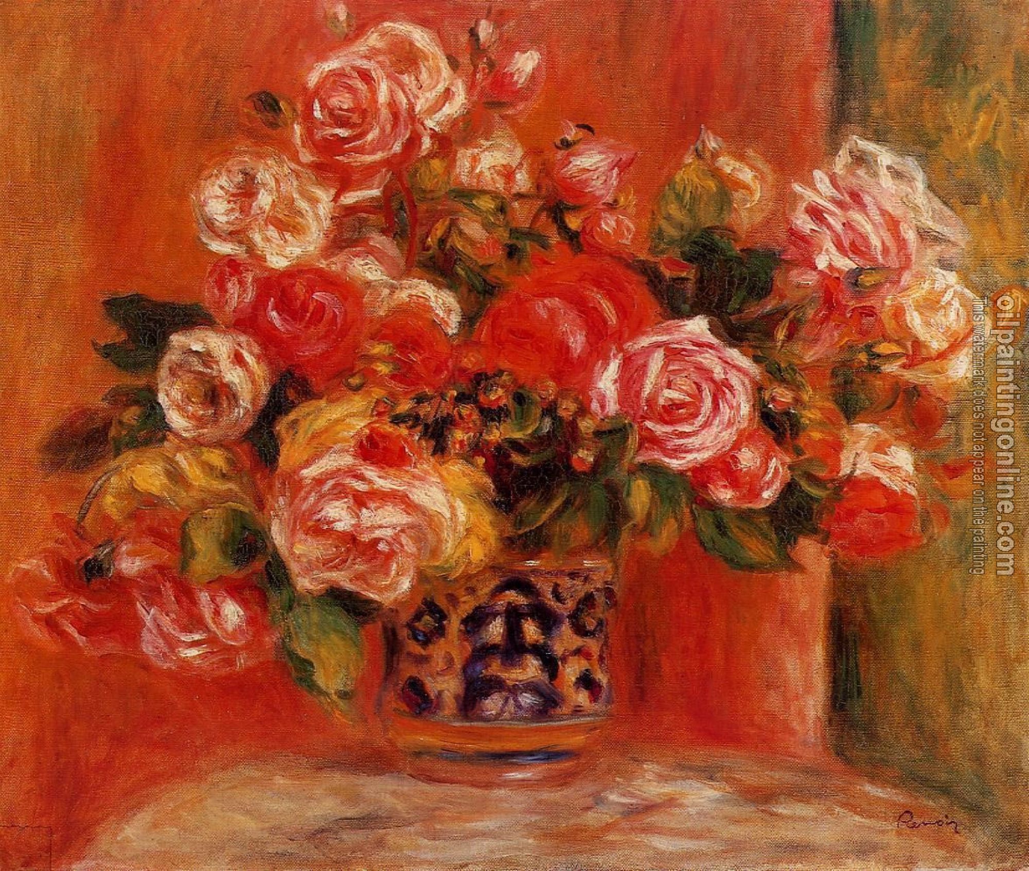 Renoir, Pierre Auguste - Roses in a Vase